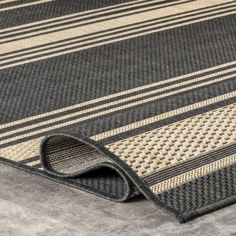 Charcoal Stripe 80" Easy-Care Synthetic Indoor/Outdoor Rug