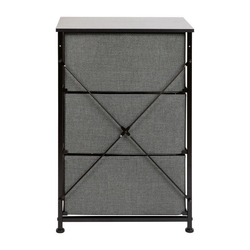 Flash Furniture Malone 3 Drawer Vertical Storage Dresser with Wood Top & Fabric Pull Drawers