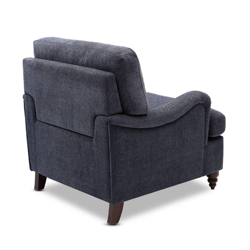 Clarendon Navy Blue Traditional Accent Chair with Walnut Legs