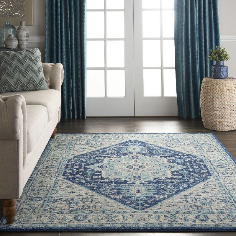 Nourison Tranquil Persian Indoor Rug Ivory Navy 5'3" x 7'3"
