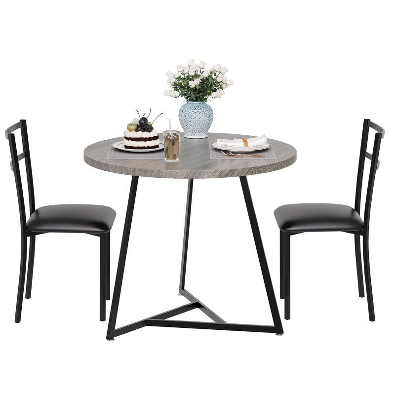 17 Stories Dining Table Set For 2, Round Kitchen Table And Upholstered Chairs For 2, 3 Piece Dining Room Table Set