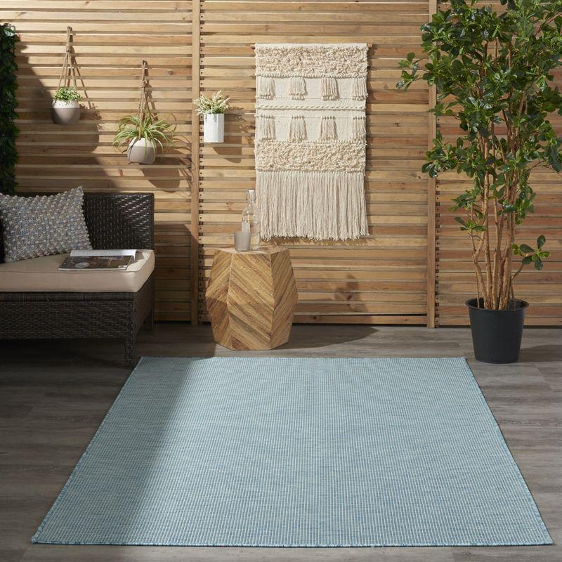 Aqua Solstice Flat Woven 4' x 6' Reversible Outdoor Rug