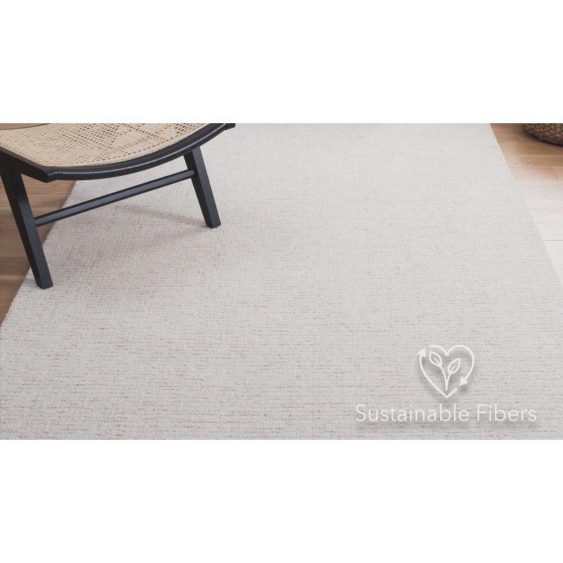 Ivory and Light Grey Abstract Wool 8' x 8' Square Rug