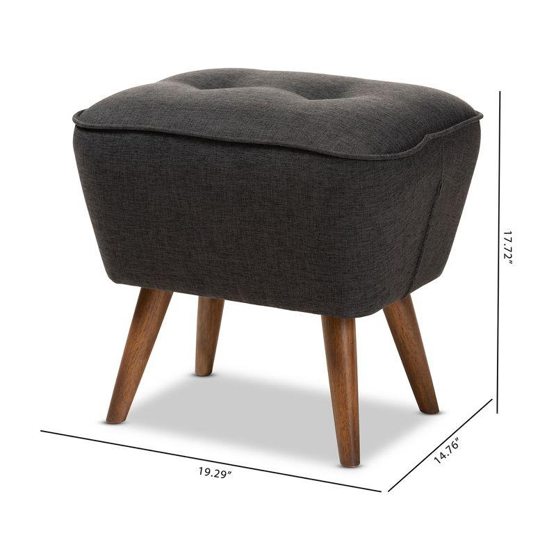 Petronelle Walnut Finished Wood Ottoman Dark Gray - Baxton Studio