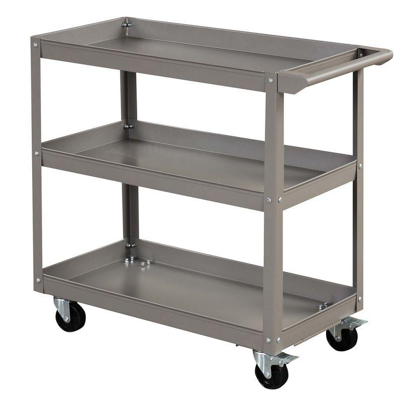 Costway 3-Tier Metal Utility Cart 400 lbs Storage Service Trolley Tool Storage Gray