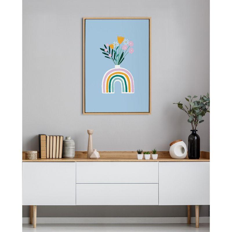 Happy Flowers Abstract Rainbow Vase Canvas Print