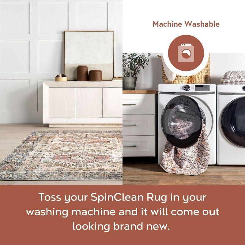 Nuloom Mae Medallion 2x3 Machine Washable Accent Indoor Area Rug for Living Room Bedroom Dining Room Entryway Kitchen, Peach/Ivory