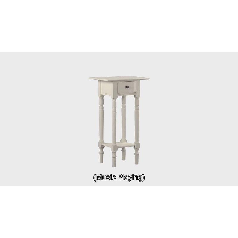 Transitional Distressed Cream Pine Wood End Table with Storage