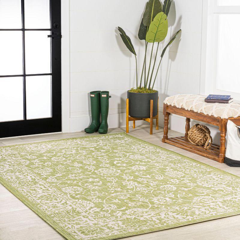 Tela Bohemian Inspired Textured Weave Floral Indoor/Outdoor Area Rug - JONATHAN Y