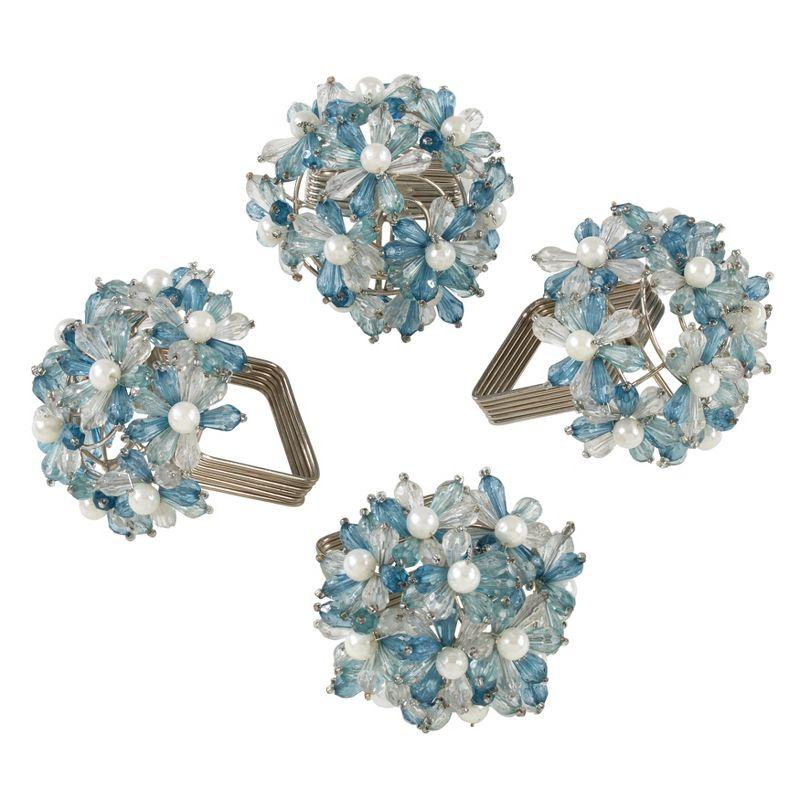 Saro Lifestyle Beaded Floral Design Napkin Rings (Set of 4)