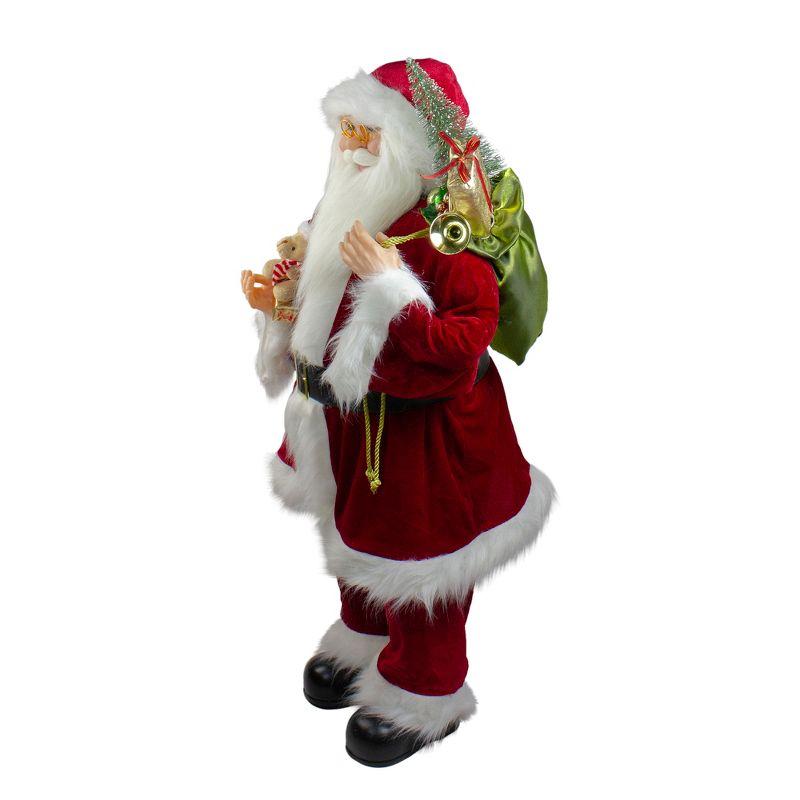 Northlight Santa Claus Christmas Figure with Teddy Bear and Gift Bag - 36"