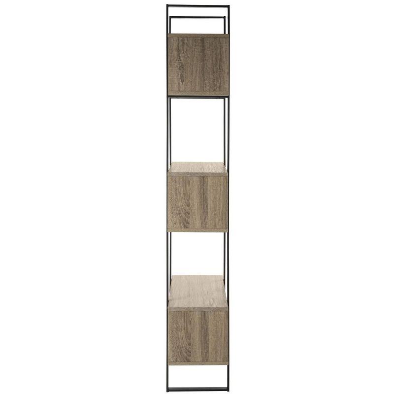 Adhara Retro Mid Century Wood Etagere - Light Brown/Black - Safavieh