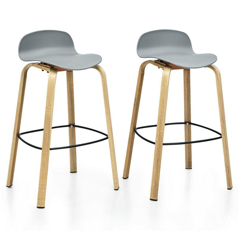 17 Stories Set of 2 Modern Barstools Pub Chairs with Low Back and Legs