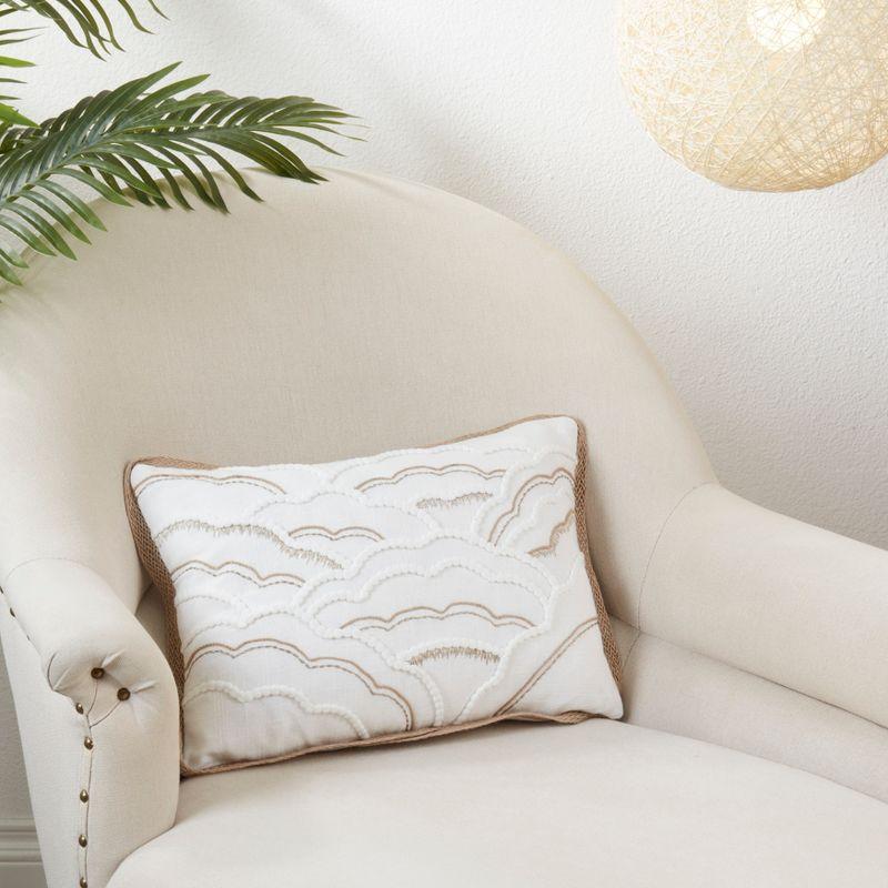 Saro Lifestyle Scallop Shell Serenity Down Filled Throw Pillow, Off-White, 12"x18"