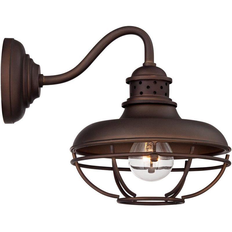 Franklin Iron Works Park Rustic Outdoor Barn Lights Fixtures Set of 2 Oil Rubbed Bronze 9" Open Cage for Post Exterior Light Barn Deck Post Light Yard