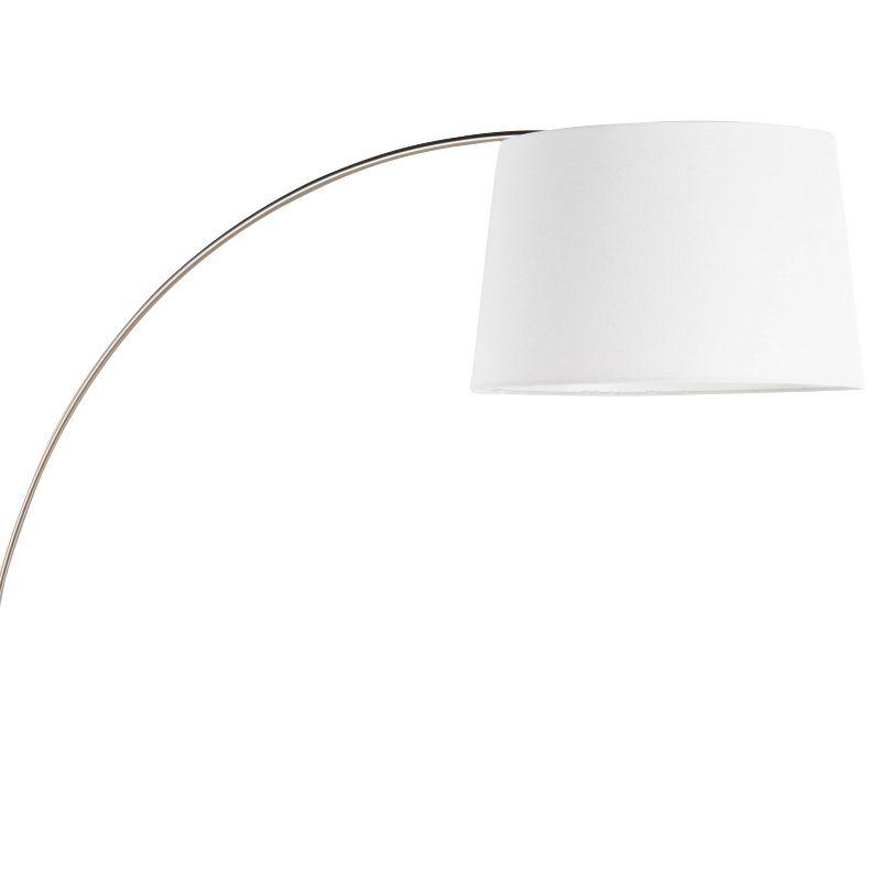 LumiSource March Contemporary Floor Lamp in White Marble and Nickel with White Linen Shade: Arc Design, UL Listed, 60W, Modern Style