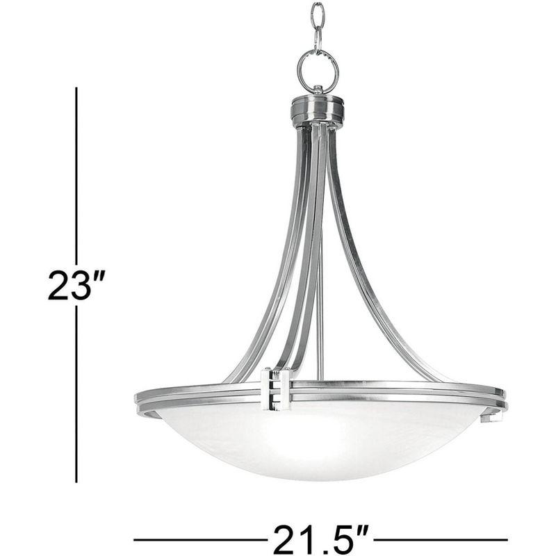 Brushed Nickel Pendant Chandelier with Marbled Glass Bowl