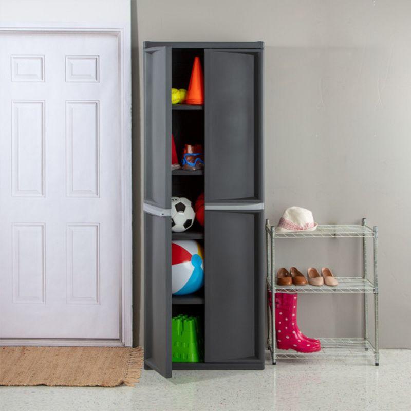 Sterilite Sterilite Adjustable 4-Shelf Gray Storage Cabinet With Doors (Set of 2)