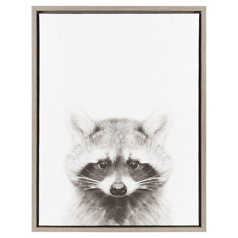 Raccoon Framed Kids' Canvas Art Gray (24"x18") - Uniek