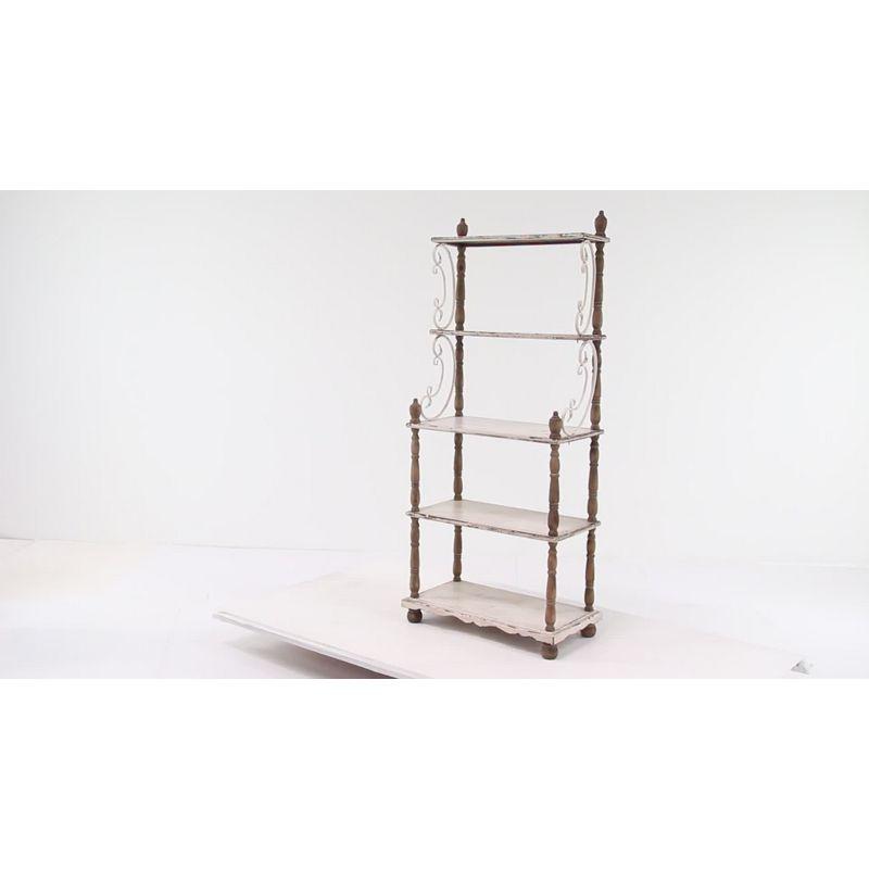 75" x 32" Farmhouse Wood Shelving Unit Off White - Olivia & May: 5-Tier Storage Bookcase