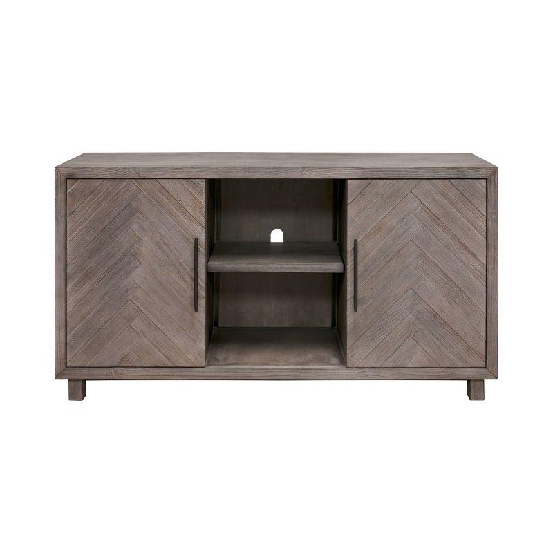 Palisade Console TV Stand for TVs up to 60" Gray - Martin Furniture: Herringbone Pattern, Iron Hardware