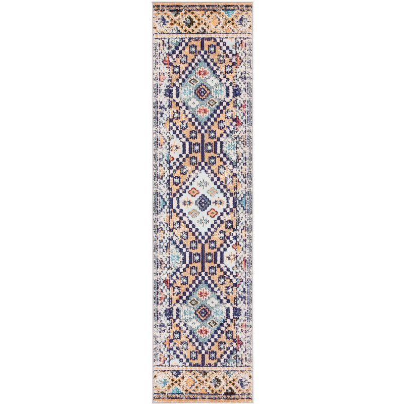 Madison Gray and Orange Hand-knotted Synthetic Runner Rug