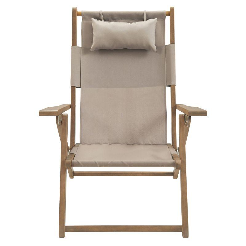 Beach Chair - Outdoor Weather-Resistant Wood Folding Chair with Backpack Straps - 4-Position Reclining Seat - Beach Essentials by Lavish Home (Taupe)