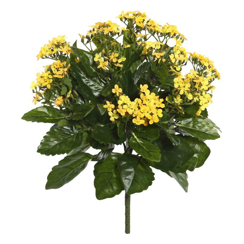 Lush Yellow Kalanchoe 15" Artificial Bush with Vibrant Blooms