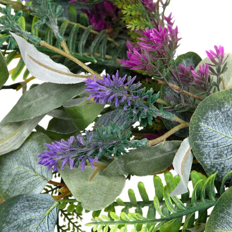 Northlight Seasonal Lavender and Mixed Foliage Artificial Floral Spring Wreath Purple and Green - 22-Inch