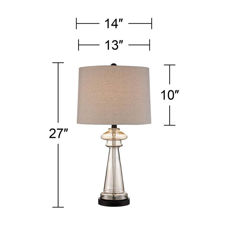 Elegant Champagne Gold Glass Table Lamp with Taupe Drum Shade