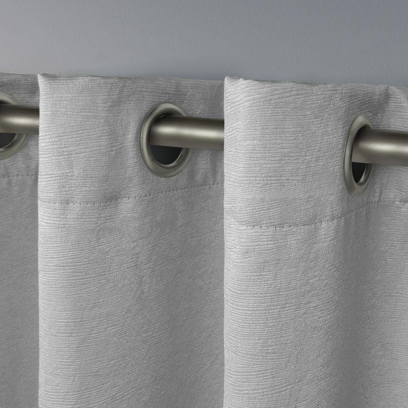 Set of 2 108"x52" Oxford Textured Sateen Thermal Room Darkening Grommet Top Window Curtain Panel Silver - Exclusive Home