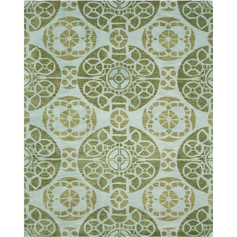 Wyndham WYD376 Hand Tufted Area Rug - Turquoise/Green - 8'9"x12' - Safavieh.