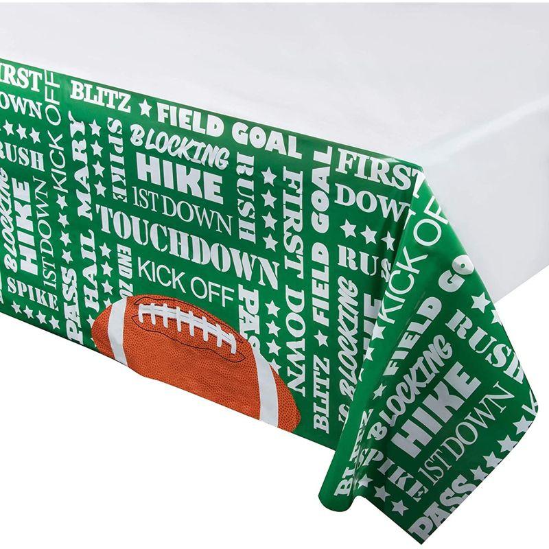 Green Football Themed Plastic Rectangular Tablecloth Set