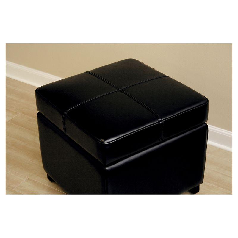 Full Leather Storage Cube Ottoman Black - Baxton Studio: Faux Leather, Wood Frame, No Assembly Required