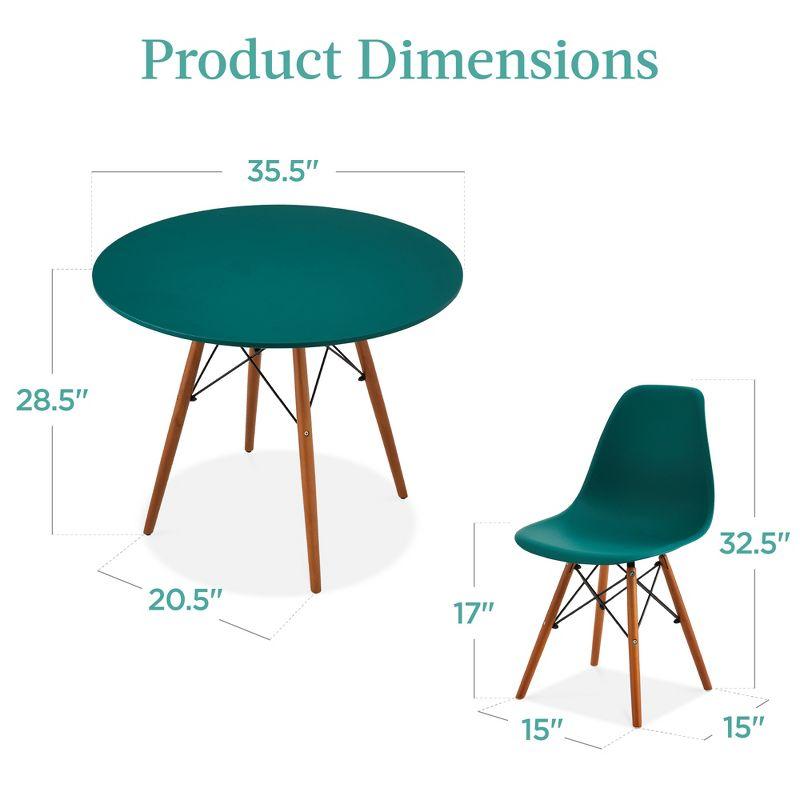 5-Piece Dark Green and Walnut Mid-Century Modern Dining Set