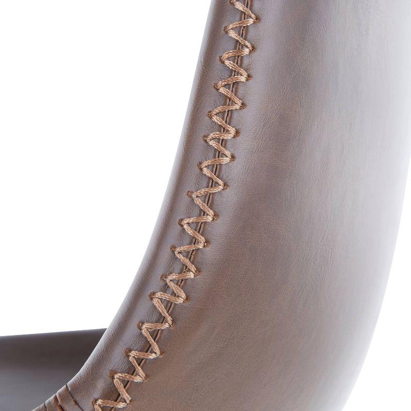 Set of 2 31.25" Duke Industrial Adjustable Height Barstools Antiqued Brown - LumiSource: Oval Back, Polyurethane Upholstery, Metal Legs