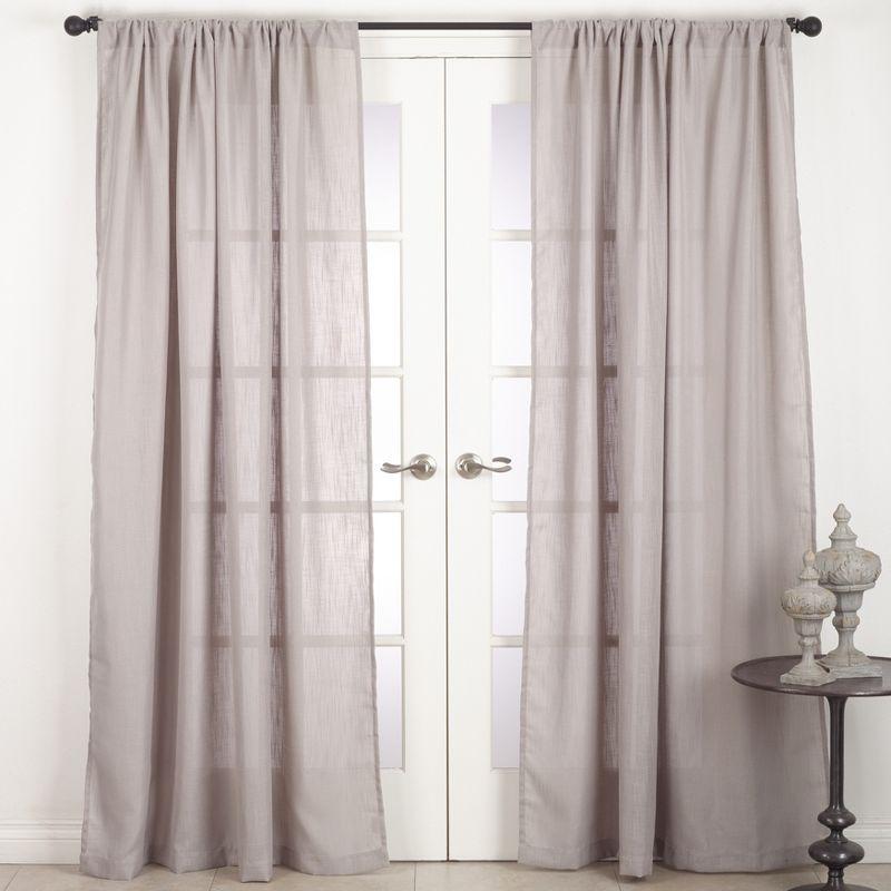 Dark Linen Gray Sheer Rod Pocket Window Panel