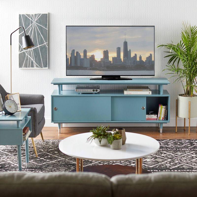 Buylateral Margo Mid Century Modern TV Stand for TVs up to 65" Antique Blue