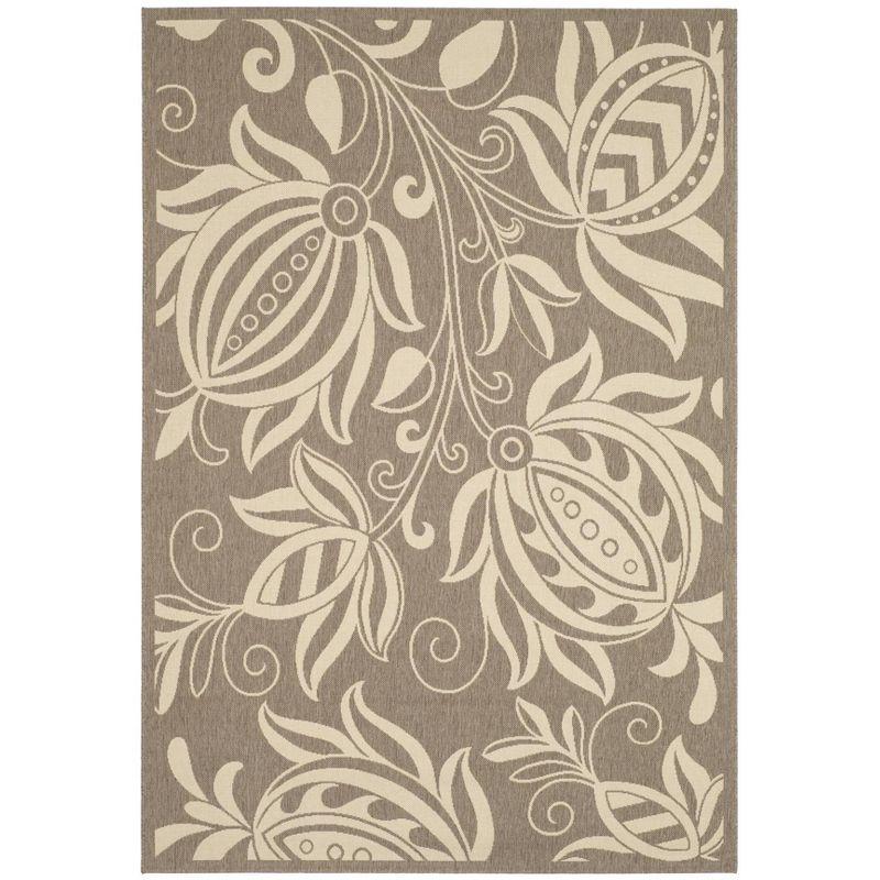 Reversible Brown and Natural 9' x 12' Synthetic Area Rug