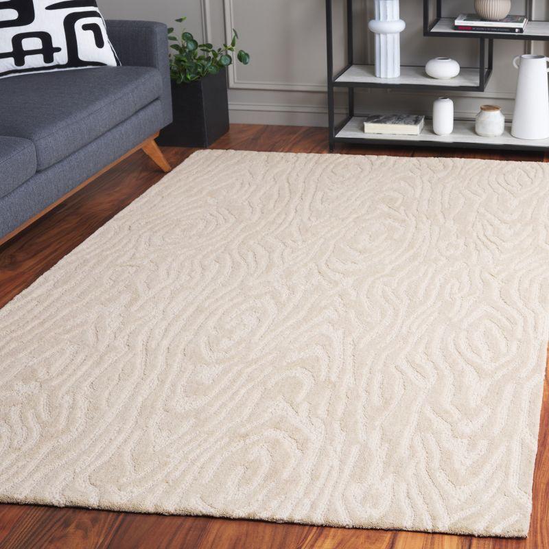 Ivory Hand-Tufted Wool 6' x 9' Contemporary Area Rug