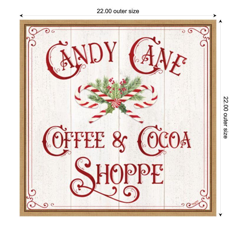 Amanti Art Vintage Christmas Signs I-Candy Cane Coffee by Tara Reed Canvas Wall Art Print Framed 22 x 22-in.