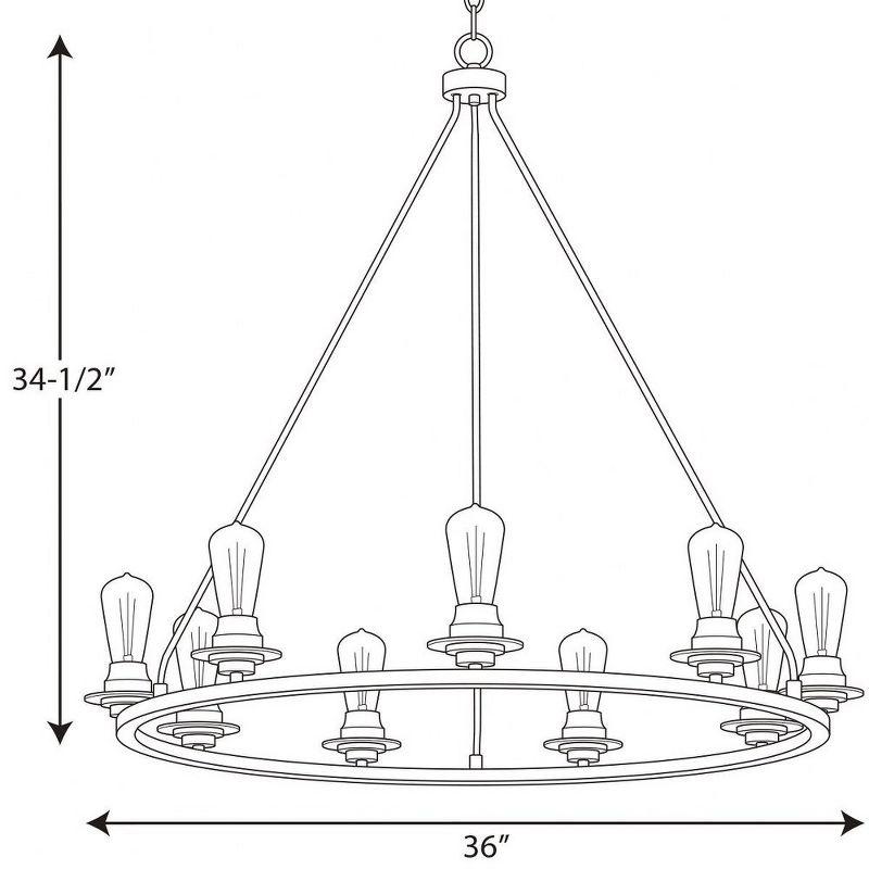 Progress Lighting, Debut Collection, 9-Light Chandelier, Graphite, Clear Seeded Glass