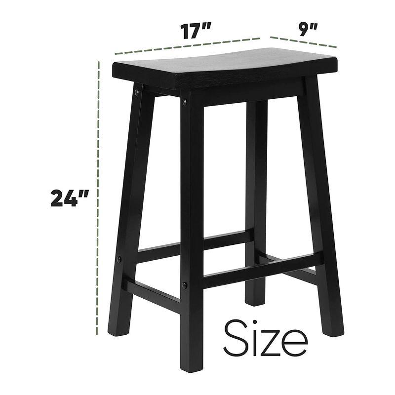 PJ Wood Classic Modern Solid Wood 24 Inch Tall Backless Saddle-Seat Easy Assemble Counter Stool for All Occasions