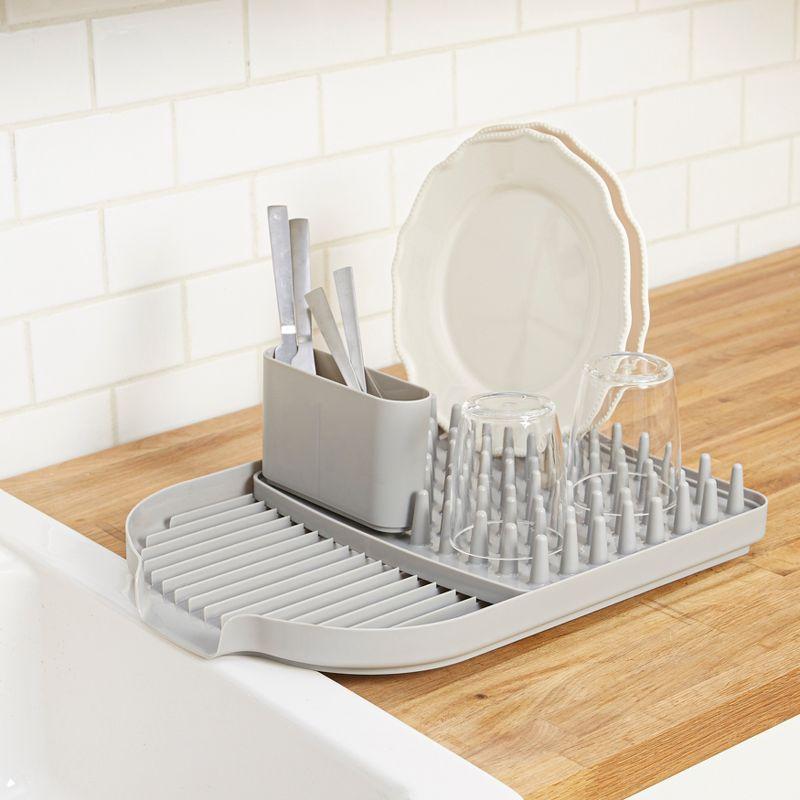 The Lakeside Collection Dish Drying Rack - Airdry Dishes Near Sink with Flatware Holder