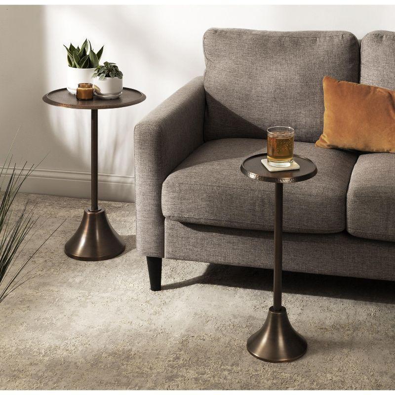 Kate and Laurel Sanzo Round Metal Drink Table, 9x9x23, Bronze