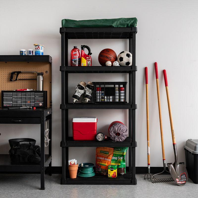 IRIS USA 5-Tier Shelving Unit, 73" Fixed Height, 36"L x 18"W x 73"H, Made with Recycled Materials, Black
