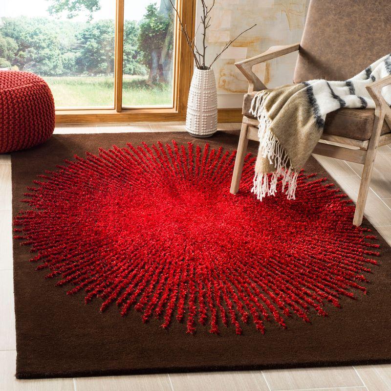 Handmade Red and Brown Wool Viscose Tufted Area Rug