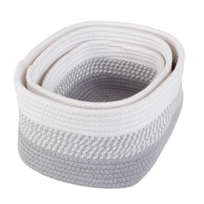 Home-Complete 3pc Storage Basket Set Gray: Cotton Cloth Bins for Shelves, Square Decorative Organizers, Hand Washable