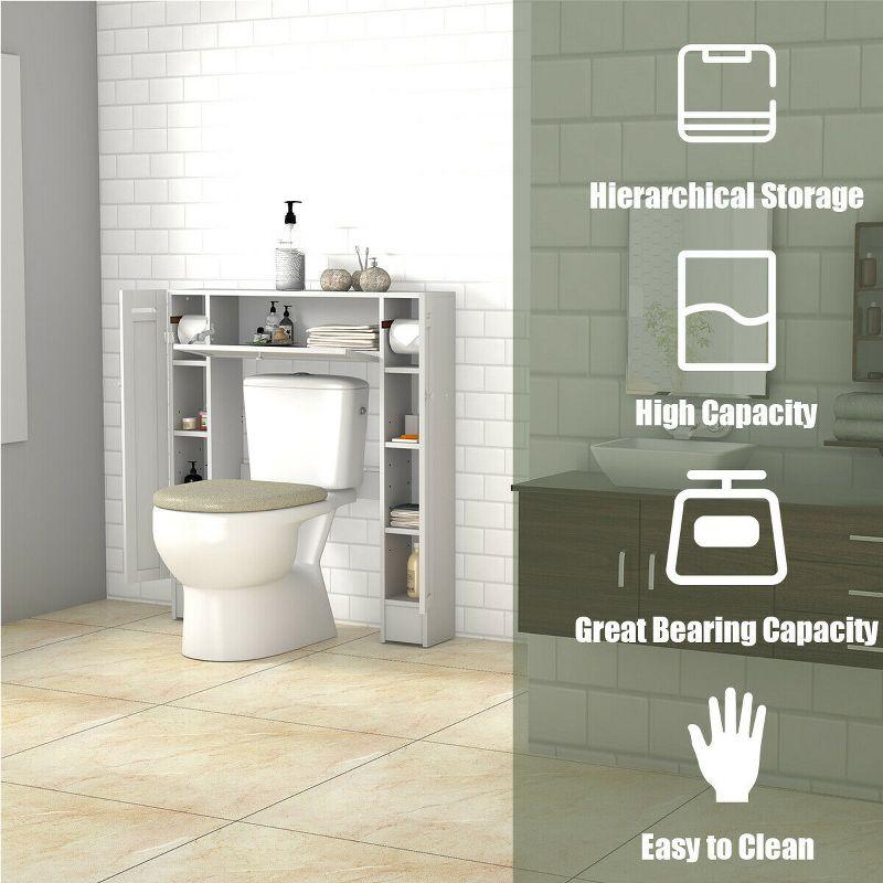 Costway Over the Toilet Storage Wooden Cabinet Drop Door Spacesaver Bathroom White