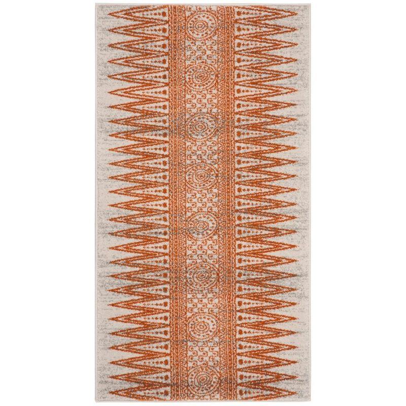 Evoke EVK226 Power Loomed Accent Rug Ivory / Orange 2'-2" X 4' - Safavieh.